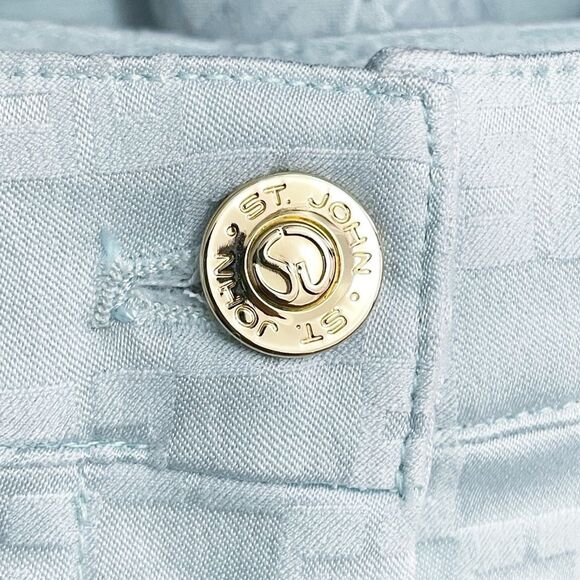 St. John Sport Aqua Blue Textured Pants Size 2 Straight Leg Logo Jacquard VTG - Picture 8 of 12